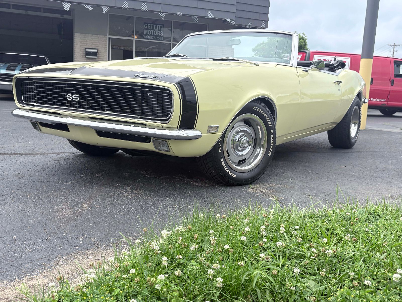 1968 Chevrolet Camaro SS convertible in butternut yellow, sold by Gett Itt Motors in Newark, Ohio