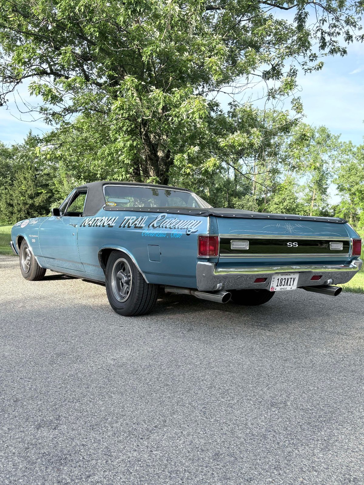 1972 Chevrolet El Camino SS rear three-quarter view