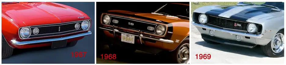 What is the difference between a 67 68 and 69 Camaro